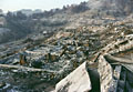 Foundations and rubble in destroyed neighborhood.  Oakland Firestorm and Conflagration, Hiller Highland, above  fire origin, Oakland California 1991